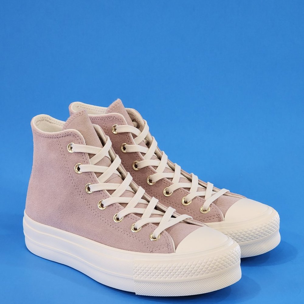 Converse CTAS Hi Lift Soft Suede Earthy Neutrals Platform Sneakers A03728C NWT - Picture 1 of 6